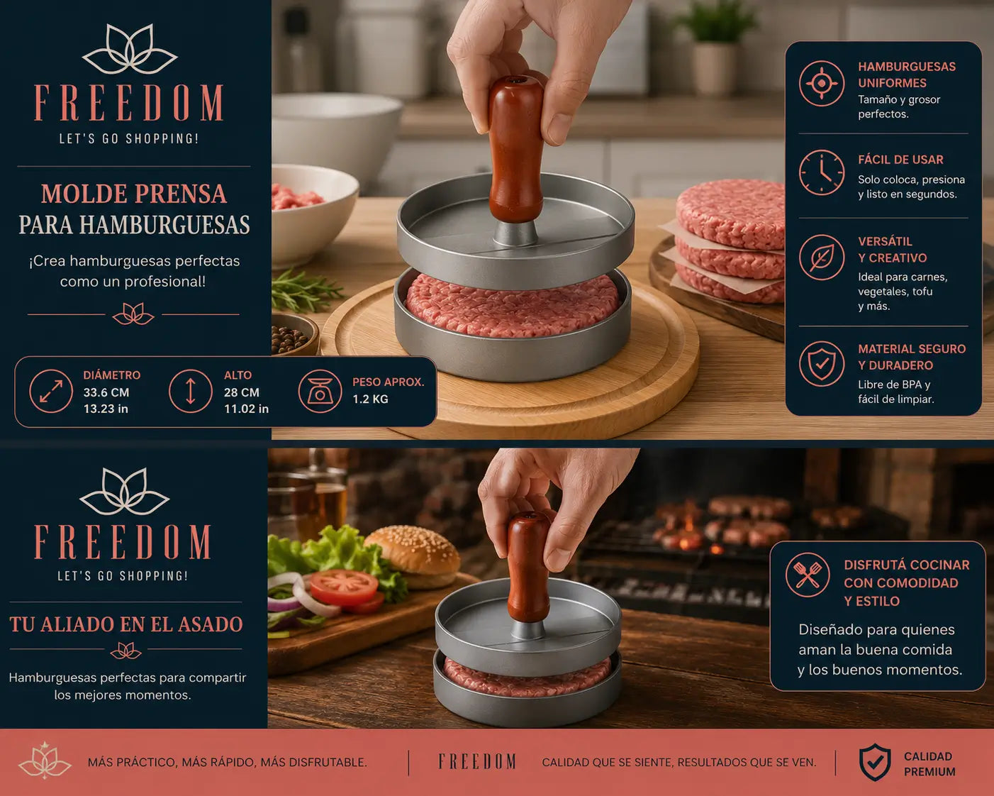 Chef Master Burger Press™ – Molde Prensa para Hamburguesas Perfectas