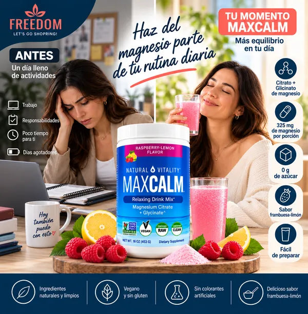 MAXCALM – Citrato + Glicinato de Magnesio 453 g”