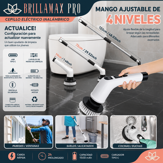 BrillaMax Pro — Limpiador Eléctrico Giratorio 9 en 1