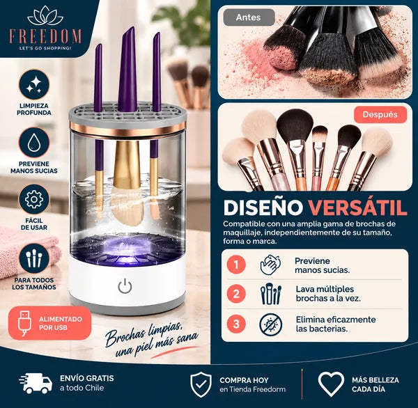 Brush Clean™- Limpiador Eléctrico Brochas Maquillaje.