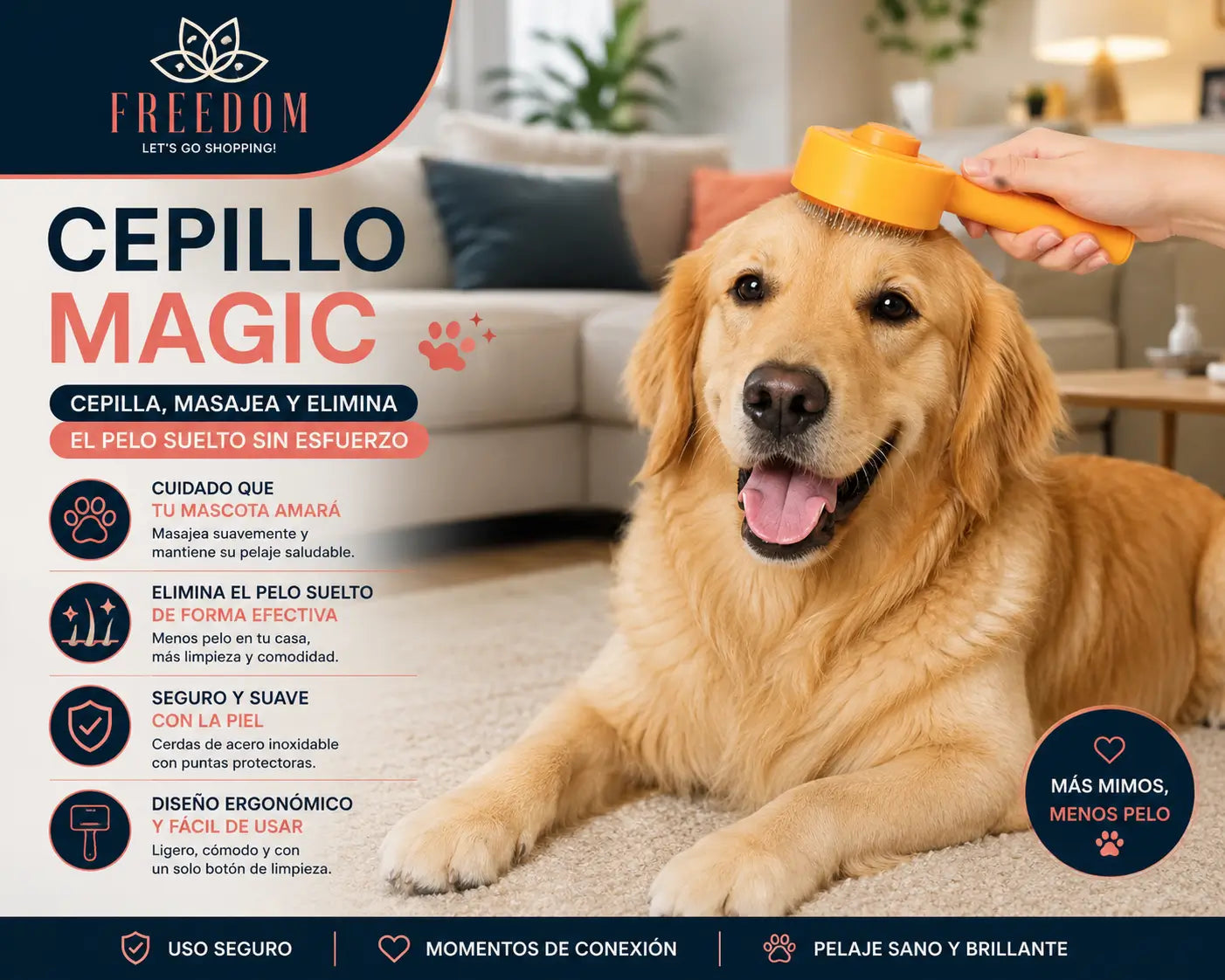 Cepillo Magic con Botón Expulsor de Pelos