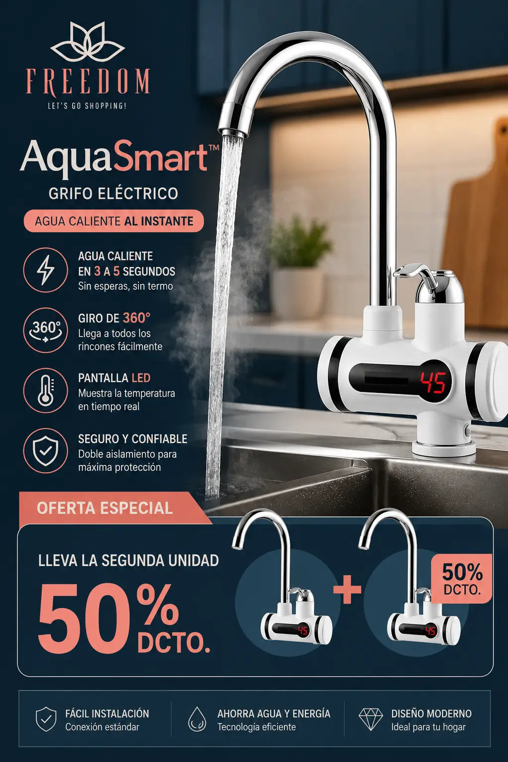 AquaSmart™ -Grifo Calentador de Agua Eléctrico