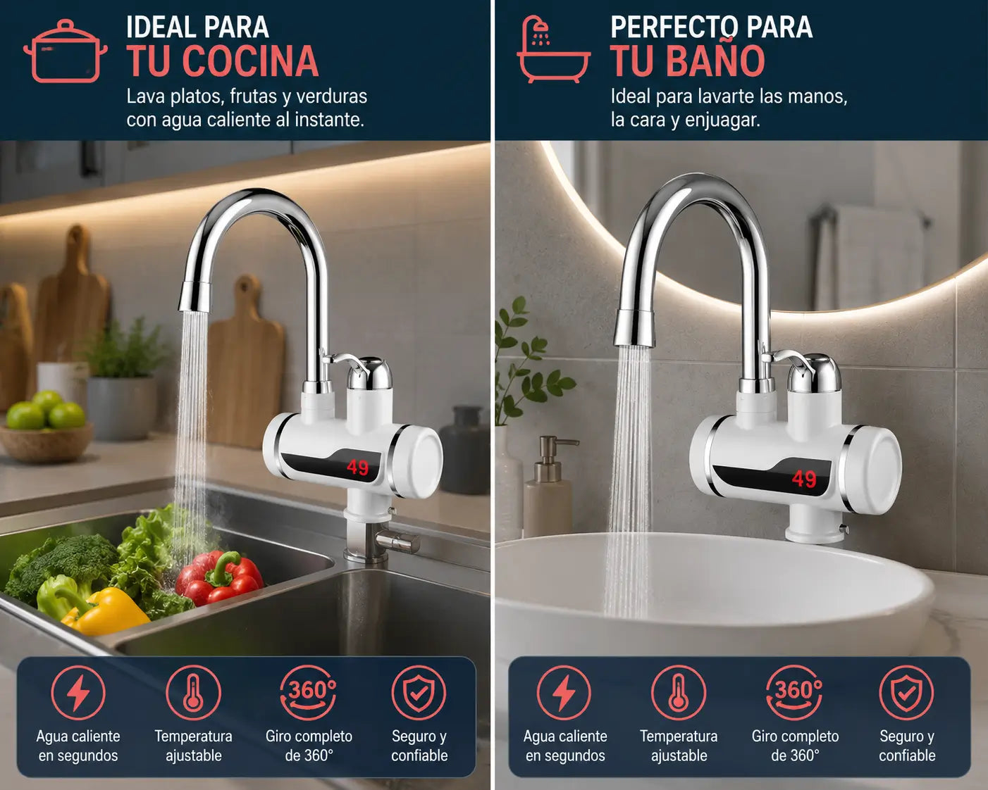 AquaSmart™ -Grifo Calentador de Agua Eléctrico