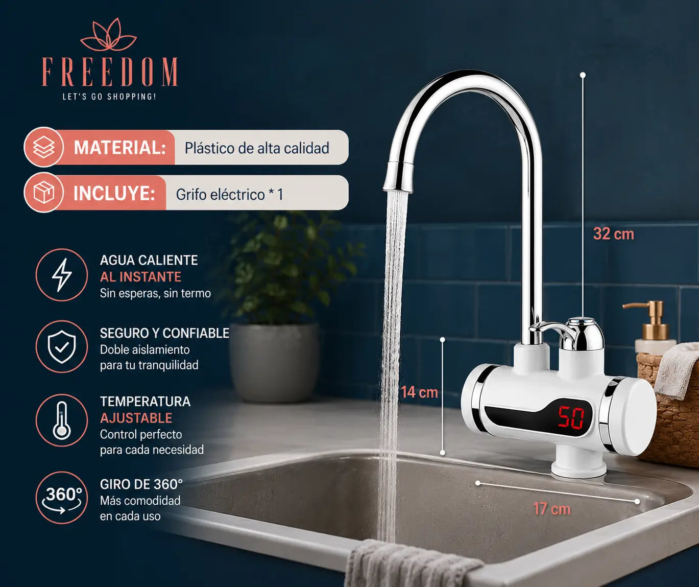 AquaSmart™ -Grifo Calentador de Agua Eléctrico