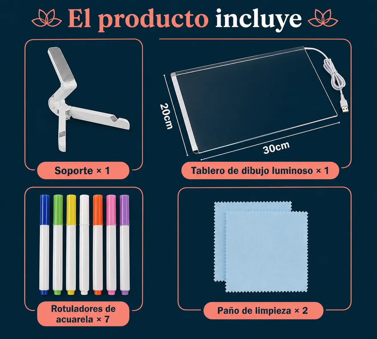 LumiBoard Pro-Pizarra Magica 20cm X 30cm Luz Led usb