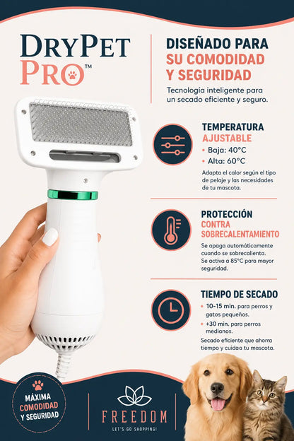 DryPet Pro -Secador Peine para Mascotas 2 en 1