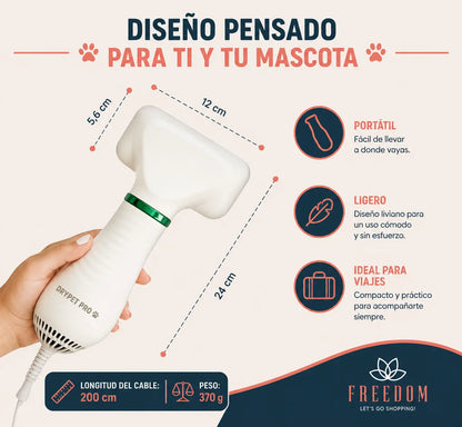 DryPet Pro -Secador Peine para Mascotas 2 en 1
