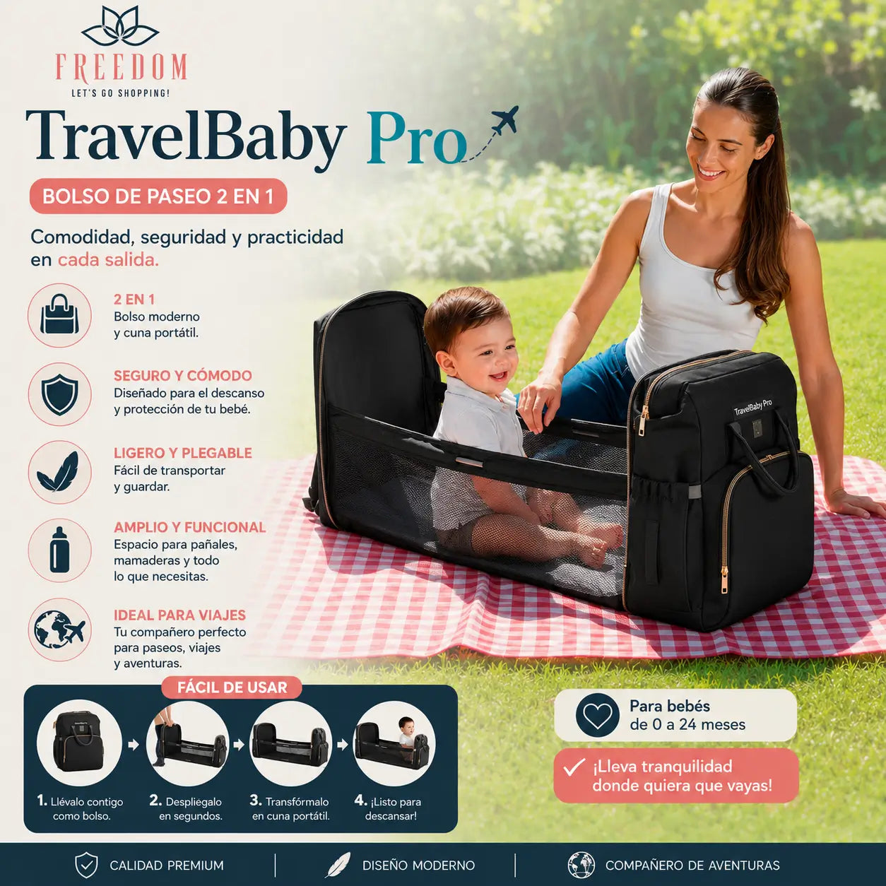 TravelBaby Pro-Mochila de paseo 2 en 1