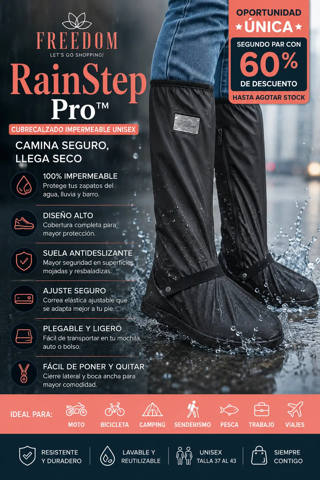 RAINSTEP PRO- CUBRECALZADO IMPERMEABLE CON ZUELA UNISEX