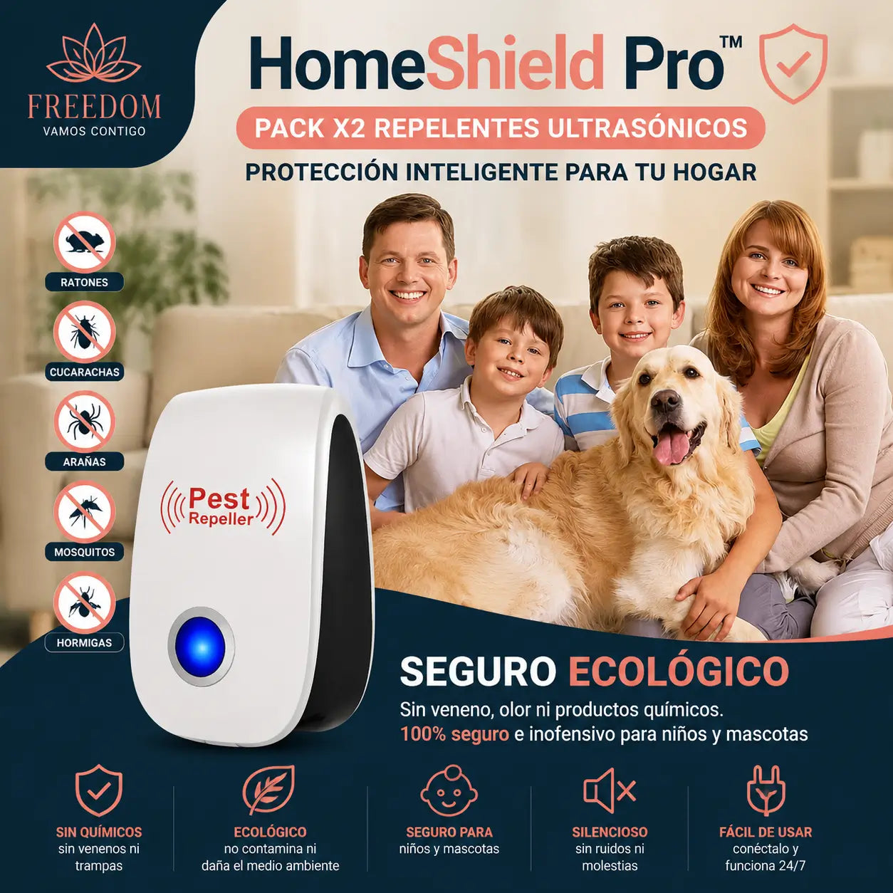 HomeShield Pro™-Pack 2 Repelentes Ultrasonicos Plagas