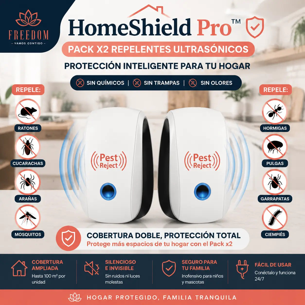 HomeShield Pro™-Pack 2 Repelentes Ultrasonicos Plagas