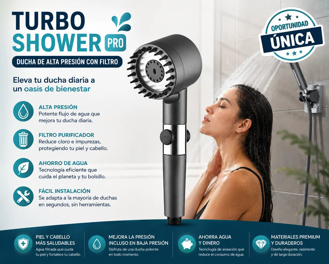 TURBO SHOWER  PRO - CABEZAL DUCHA ALTA PRESION REGADERA