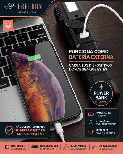TactiPro™ - Linterna Multifuncional 4 En 1 Recargable