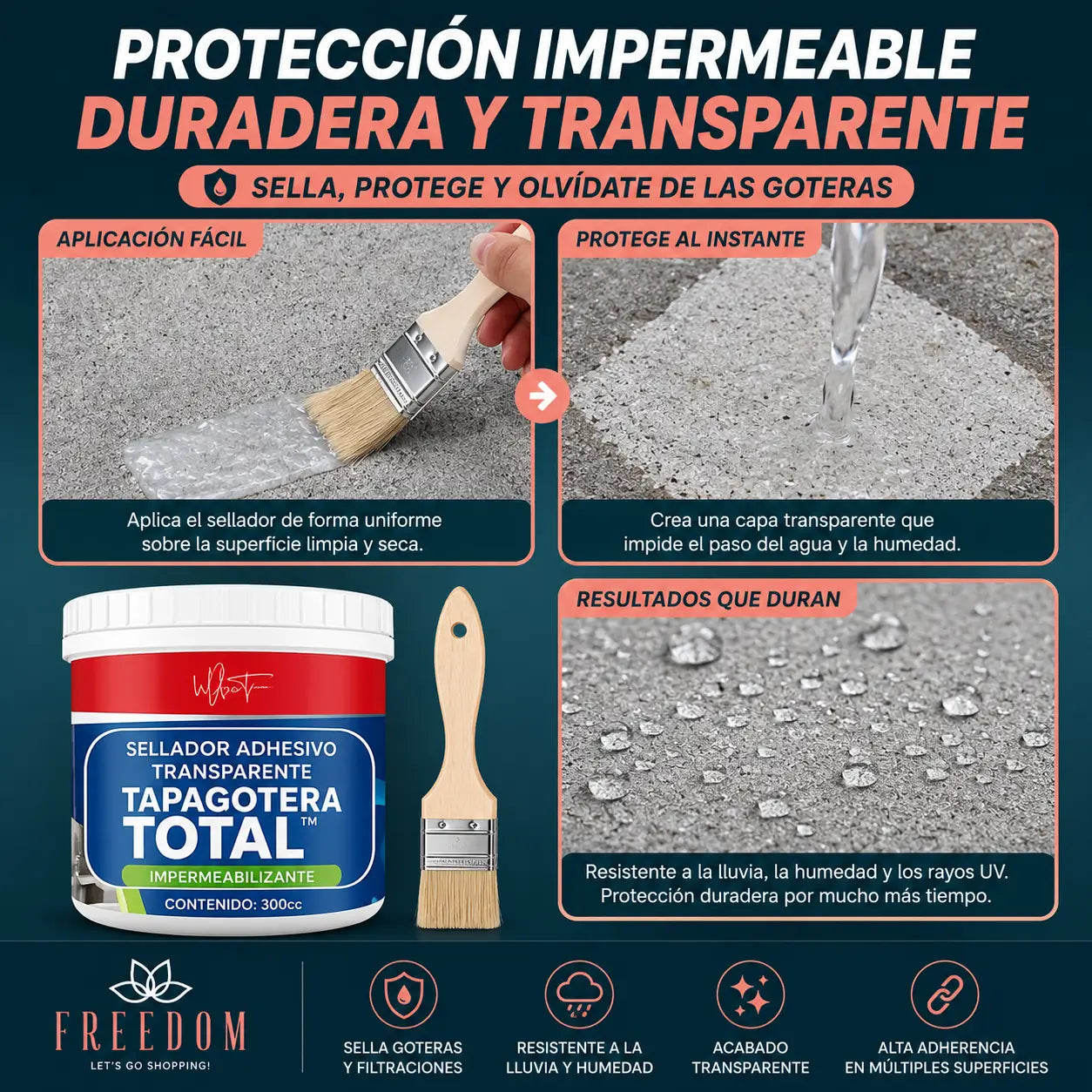 Tapa Gotera Total - 3 ADHESIVO TRANSPARENTE TAPA GOTERA AZUL