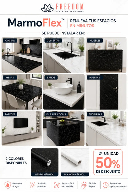 MarmoFlex™- PAPEL Vinil adhesivo marmoleado 10m
