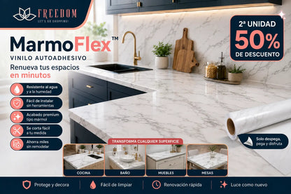 MarmoFlex™- PAPEL Vinil adhesivo marmoleado 10m