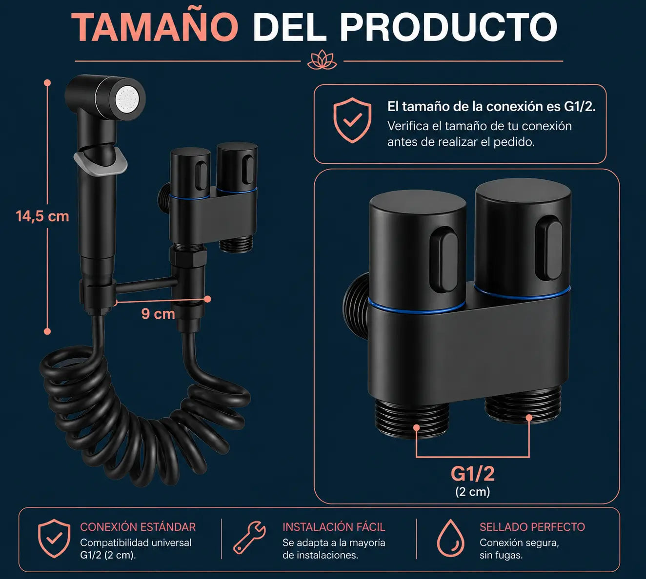 AquaBidet Pro™- Ducha WC Negra