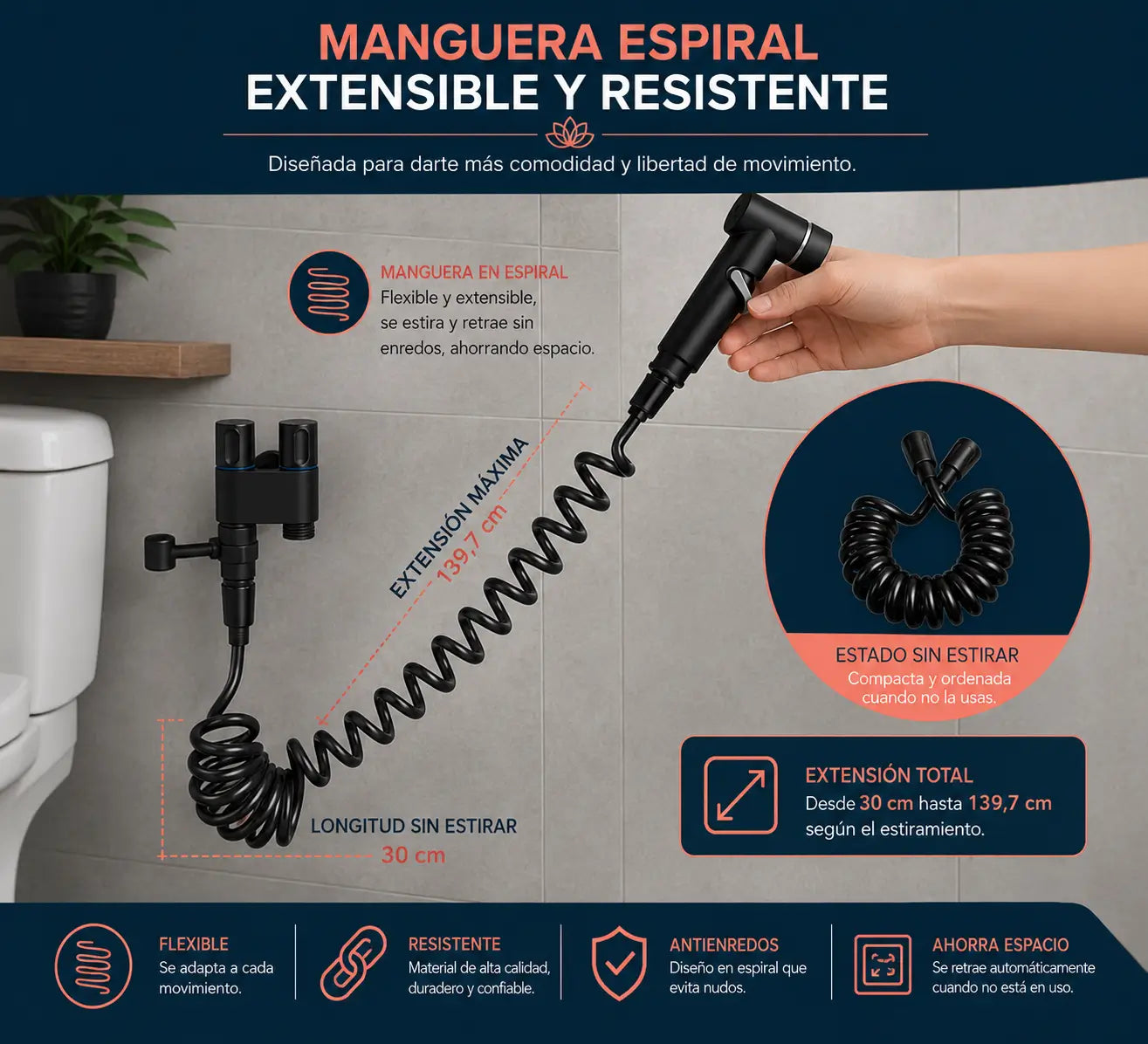 AquaBidet Pro™- Ducha WC Negra