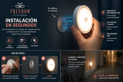 LumiSense Pro-PACK 3 luz led con sensor de interior.