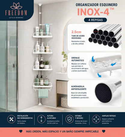 INOX-4 - Organizador Esquinero De Ducha y Baño.
