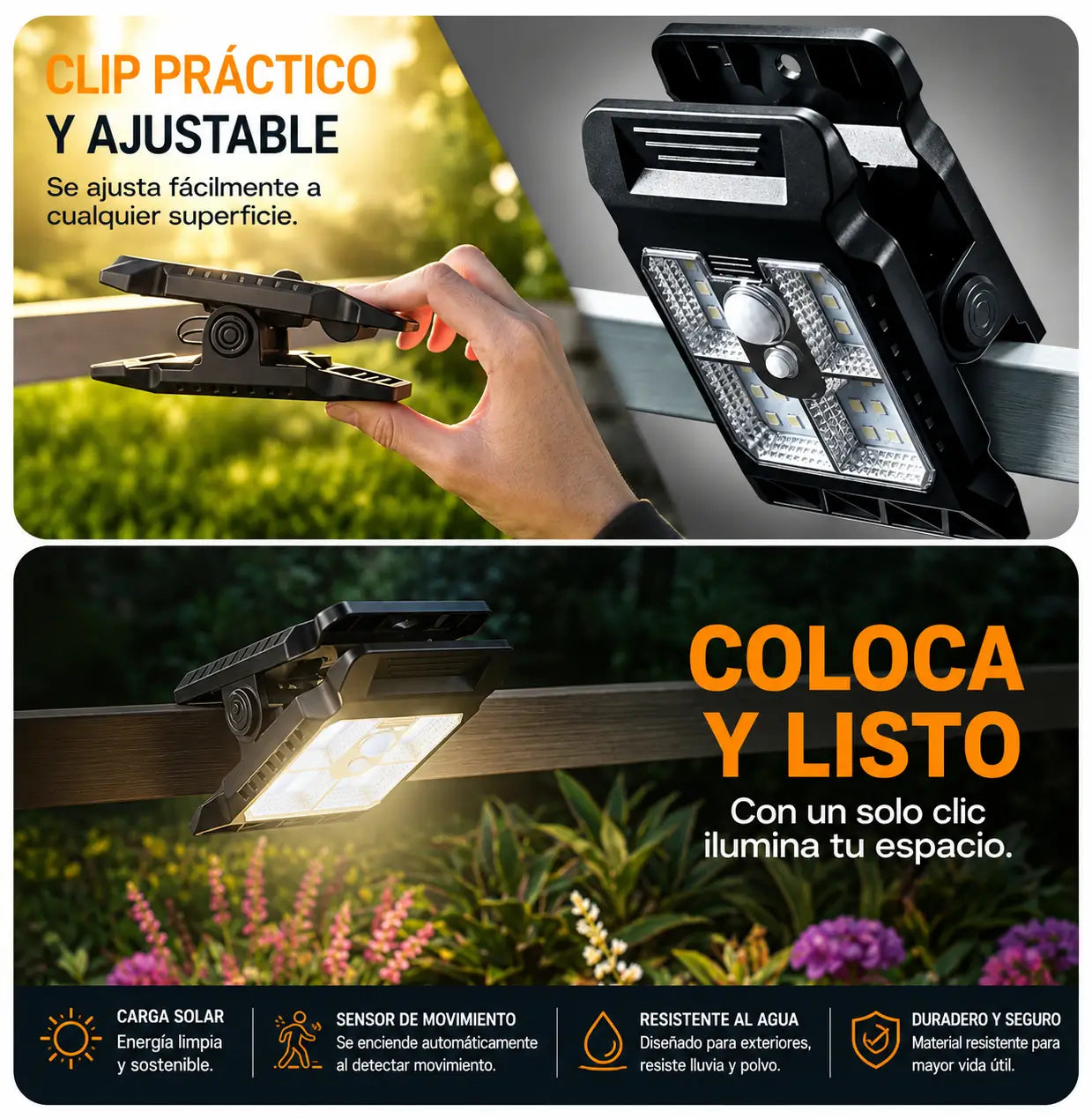 SolarClip Pro-Lámpara Solar con clip sensor YX-525