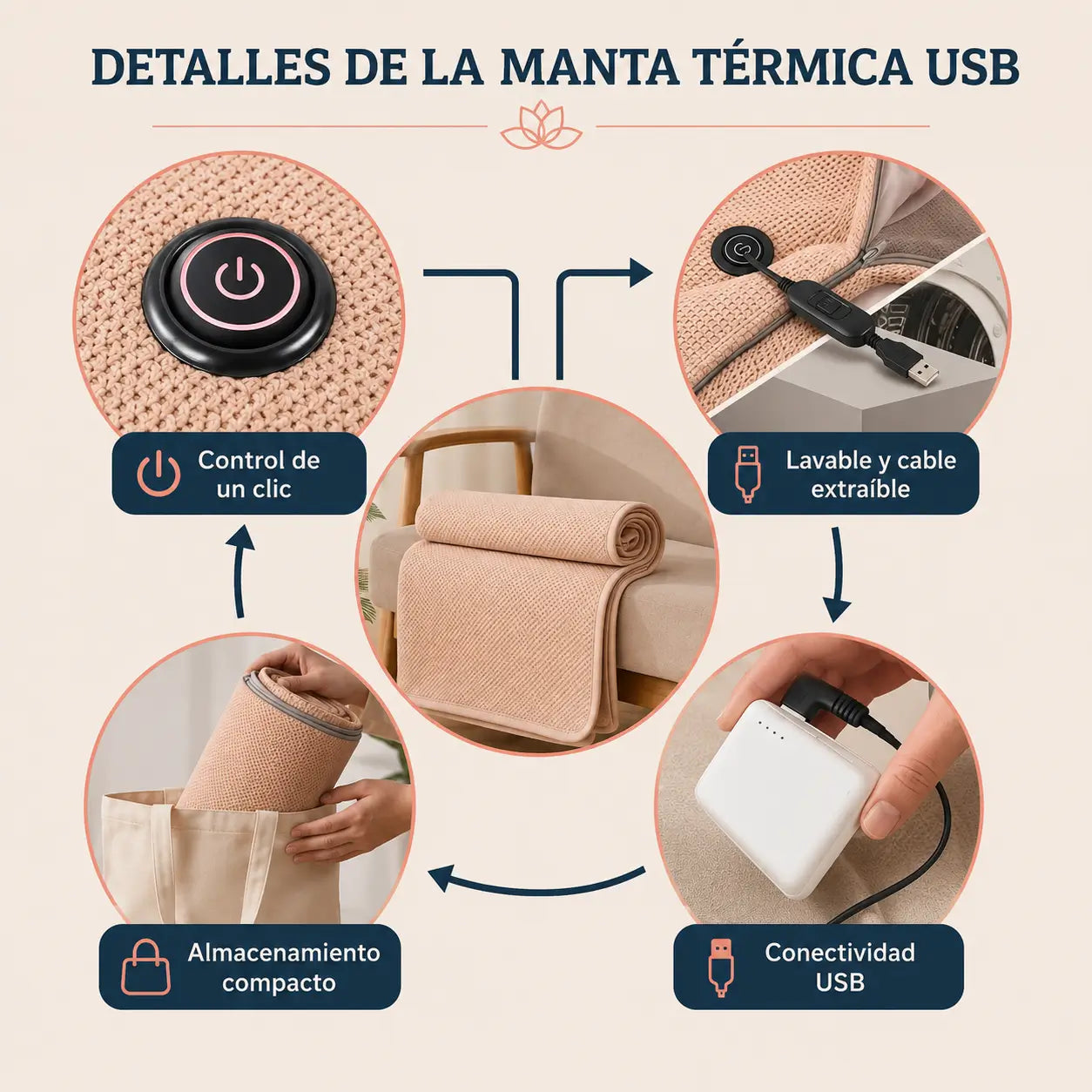 Therma Soft - Manta Térmica Eléctrica USB