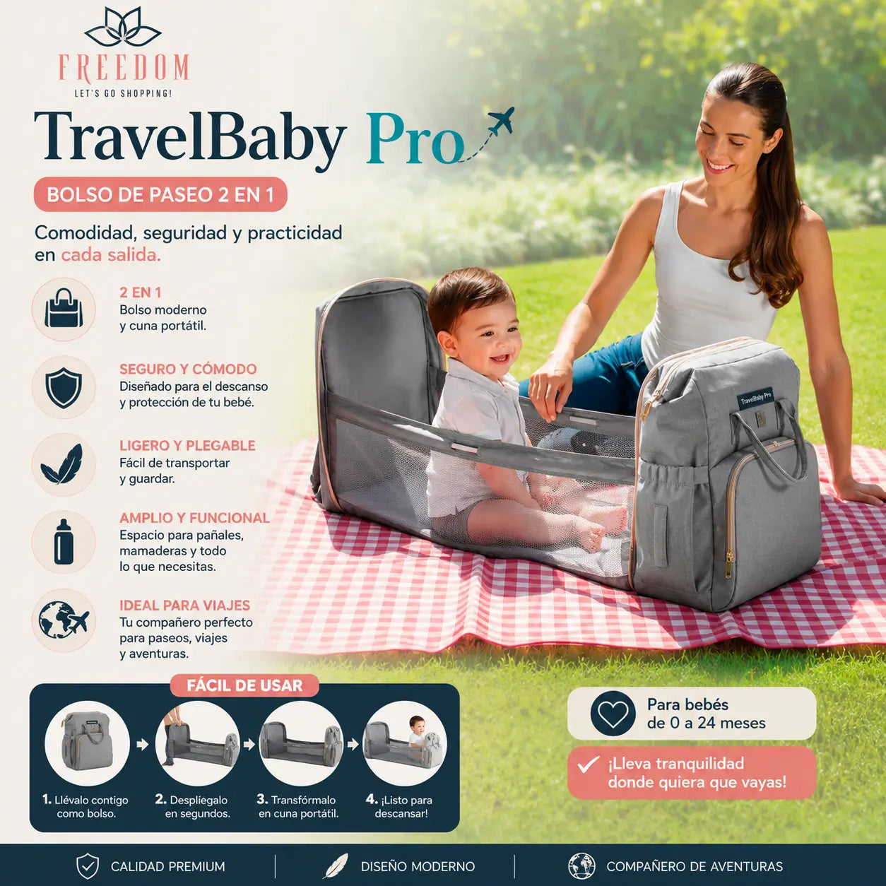 TravelBaby Pro-Mochila de paseo 2 en 1