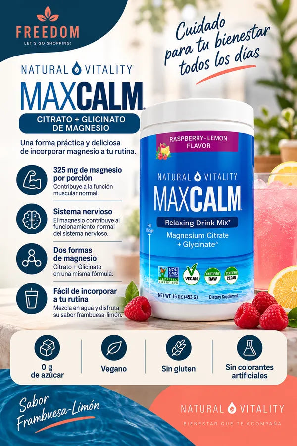 MAXCALM – Citrato + Glicinato de Magnesio 453 g”