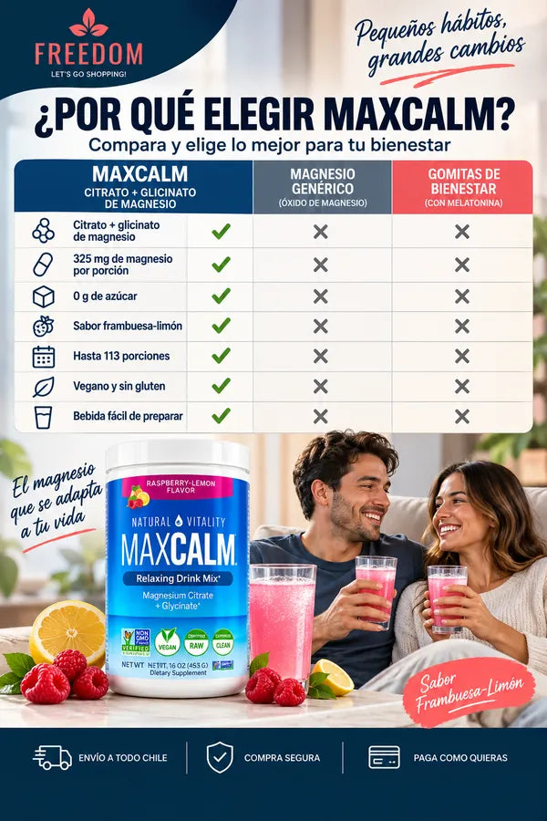MAXCALM – Citrato + Glicinato de Magnesio 453 g”