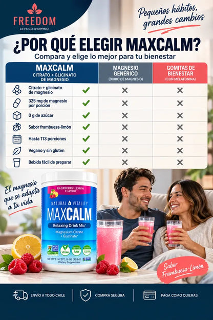 MAXCALM – Citrato + Glicinato de Magnesio 453 g”