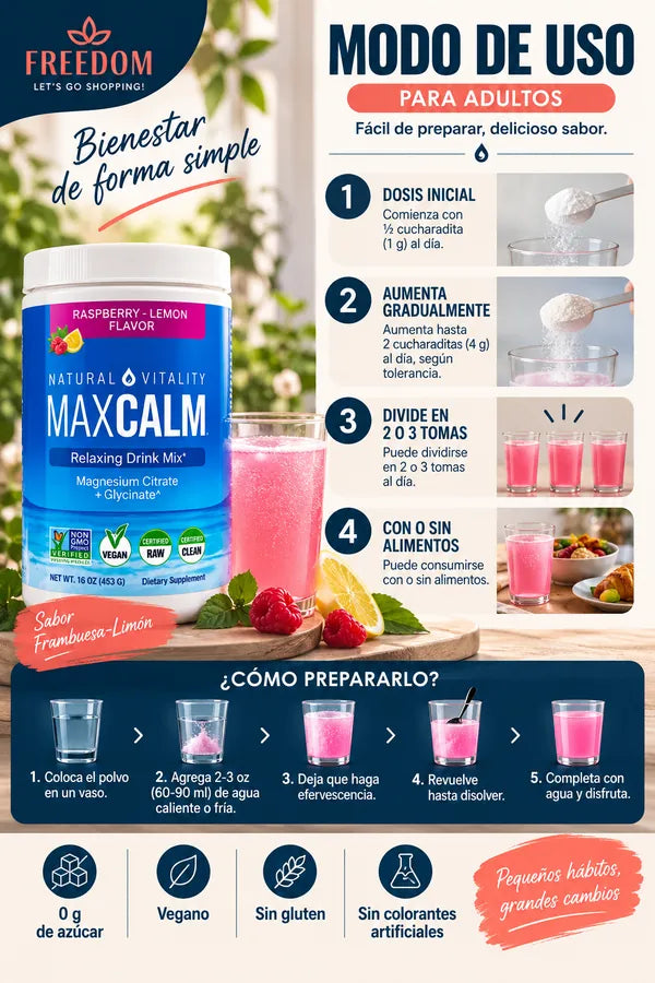 MAXCALM – Citrato + Glicinato de Magnesio 453 g”