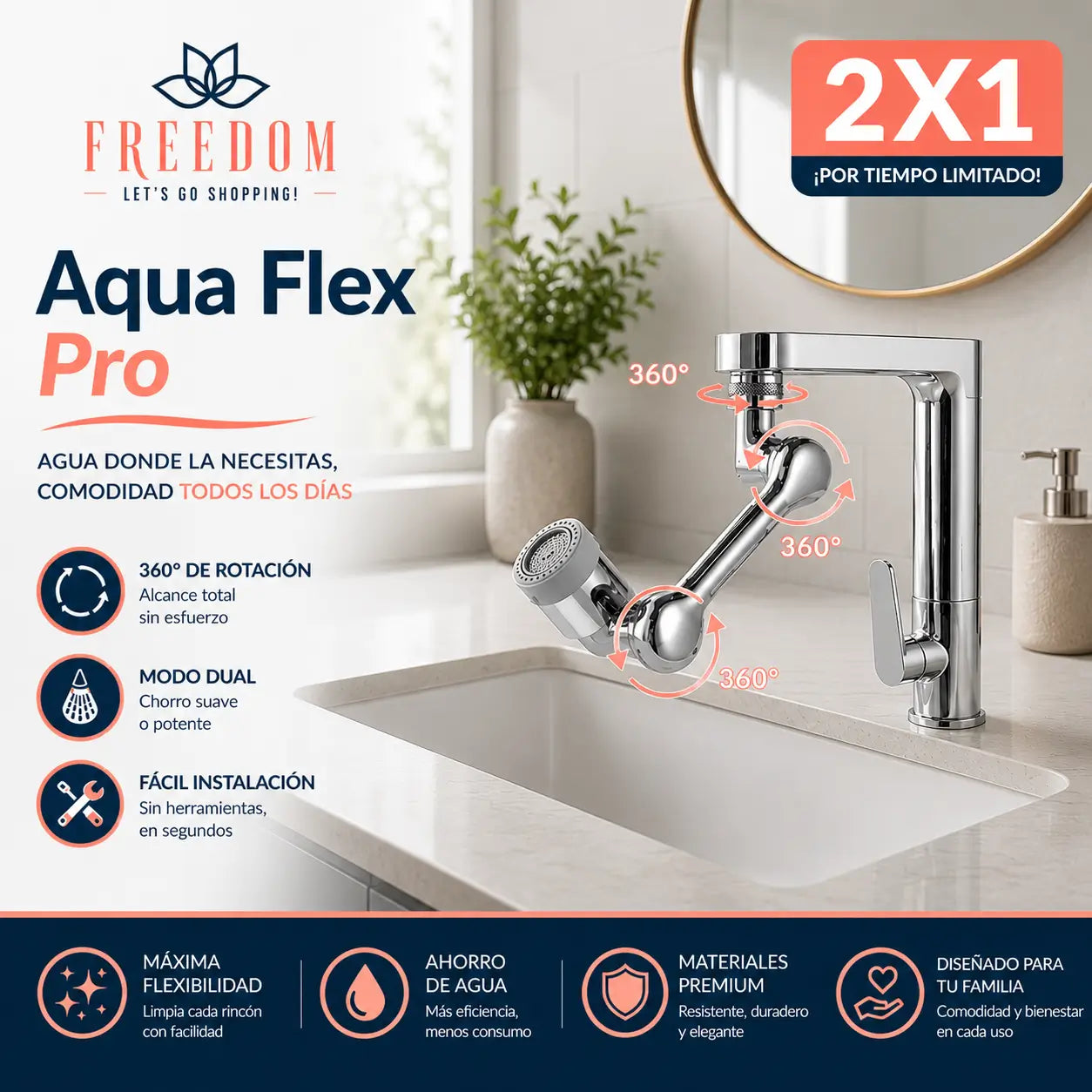 AquaFlex Pro - Adaptador extensor de Grifo 1080° (Copia)