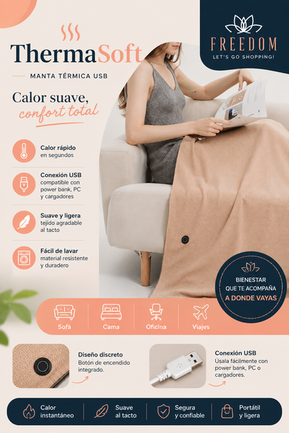 Therma Soft - Manta Térmica Eléctrica USB