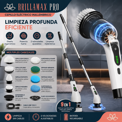 BrillaMax Pro — Limpiador Eléctrico Giratorio 9 en 1