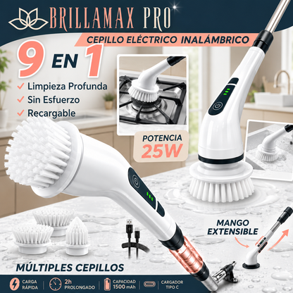 BrillaMax Pro — Limpiador Eléctrico Giratorio 9 en 1
